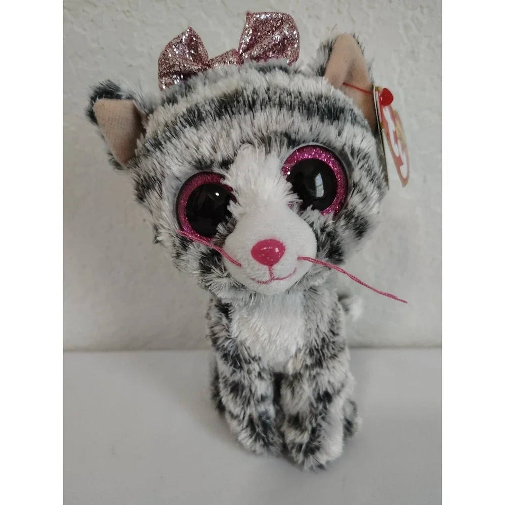 Ty Beanie Boos Kiki Gray White Tabby Cat 2016 - NWT NEW